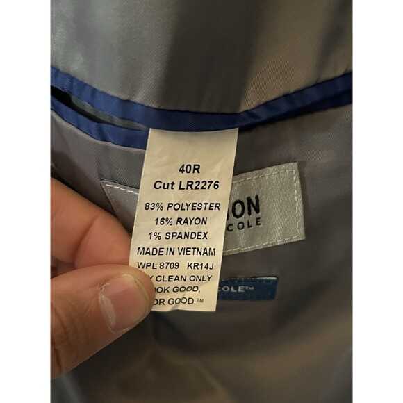 Kenneth Cole Reaction, Men's Blazer Sport Coat Size 40R, Dark Gray Techni-Cole - Picture 6 of 13